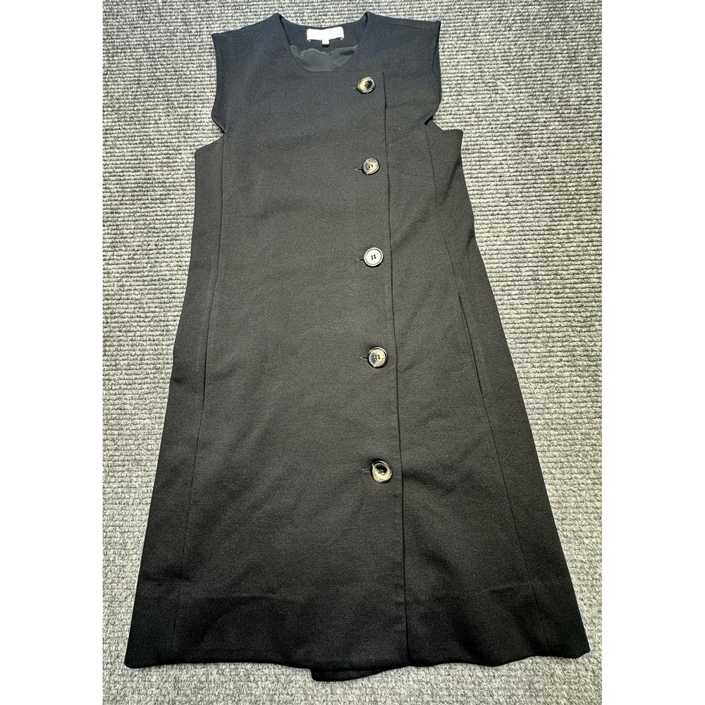 Pearl By Lela Rose‎ Dress Womens XS Black Sleeveless Asym Button Sheath Workwear